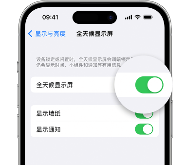 东英镇苹果15预约维修分享iPhone15如何设置全天候显示屏幕可见 